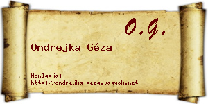 Ondrejka Géza névjegykártya